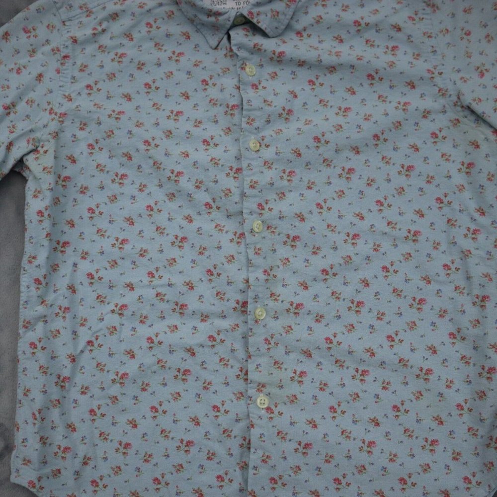 Ralph Lauren Sport Shirt Mens M Blue Floral Button Up Half Sleeve Collared Top - Picture 10 of 16